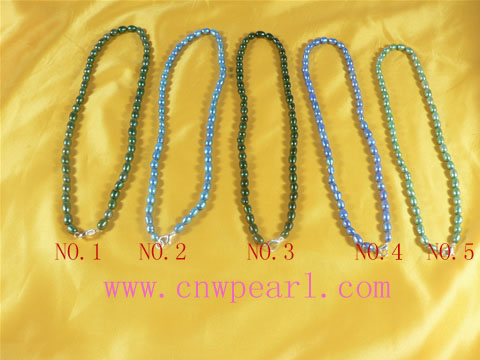 5-6mm dye color rice pearl jewelry necklace wholesale